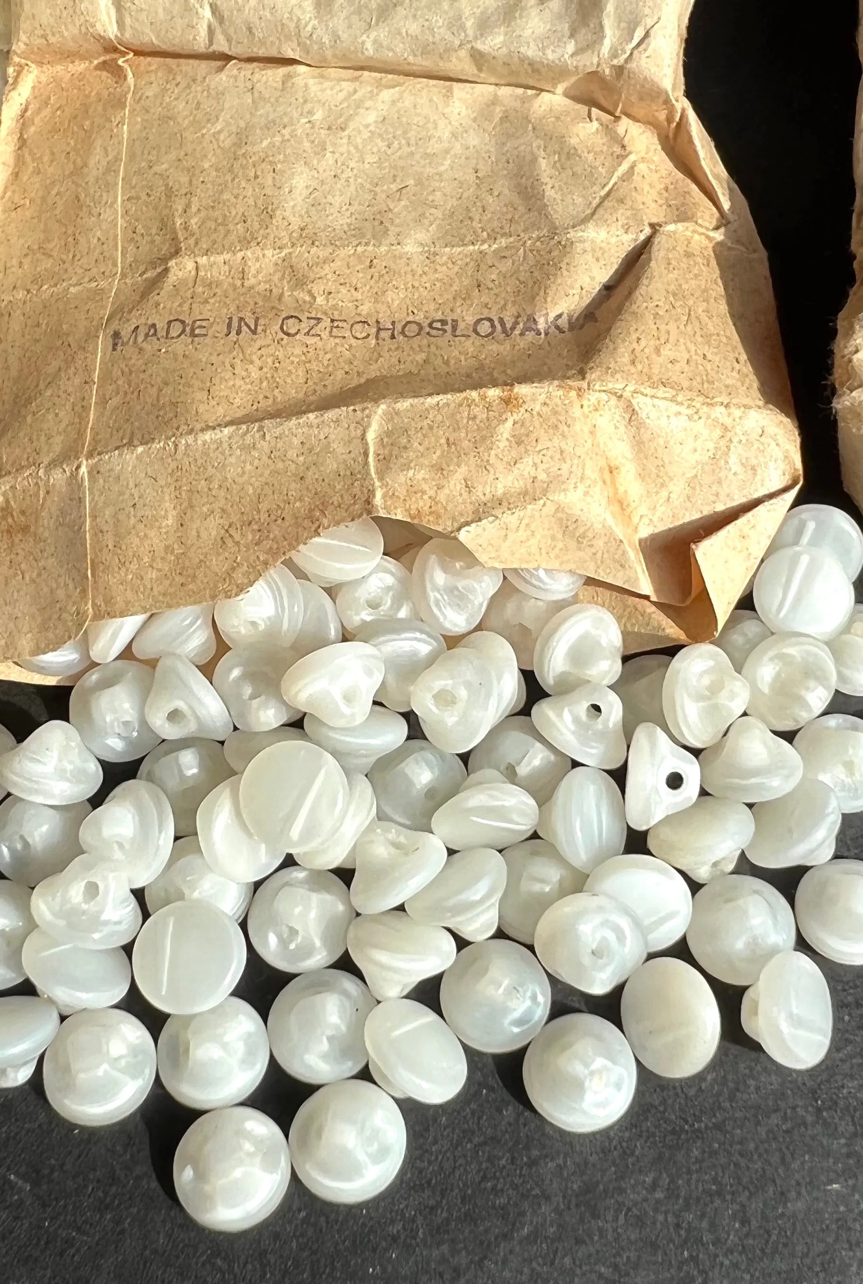 1 Gross (144) Tiny 7mm Vintage White Glass Buttons Made in Czechoslovakia