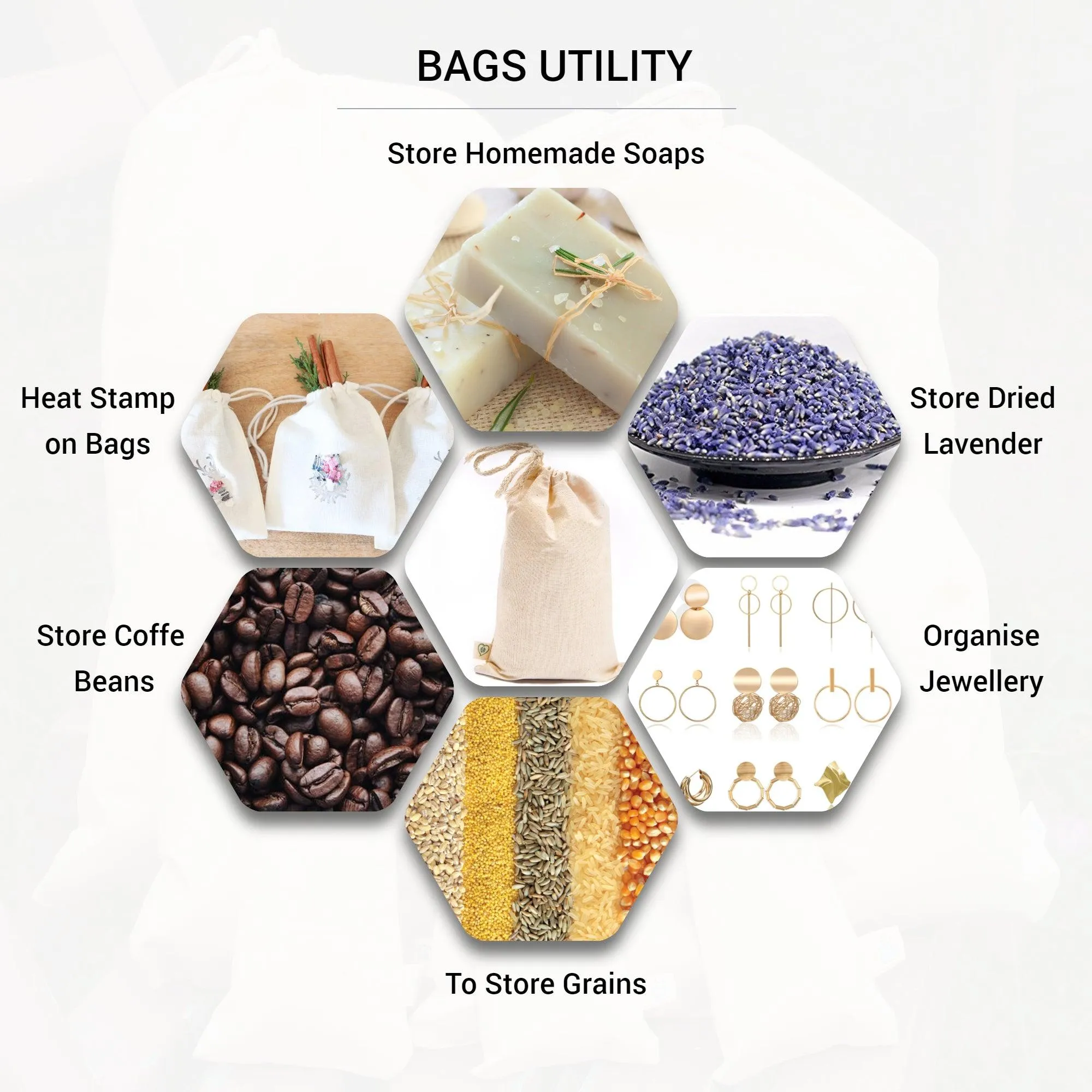 16X20 inches Single 100% Cotton Muslin Drawstring Bags