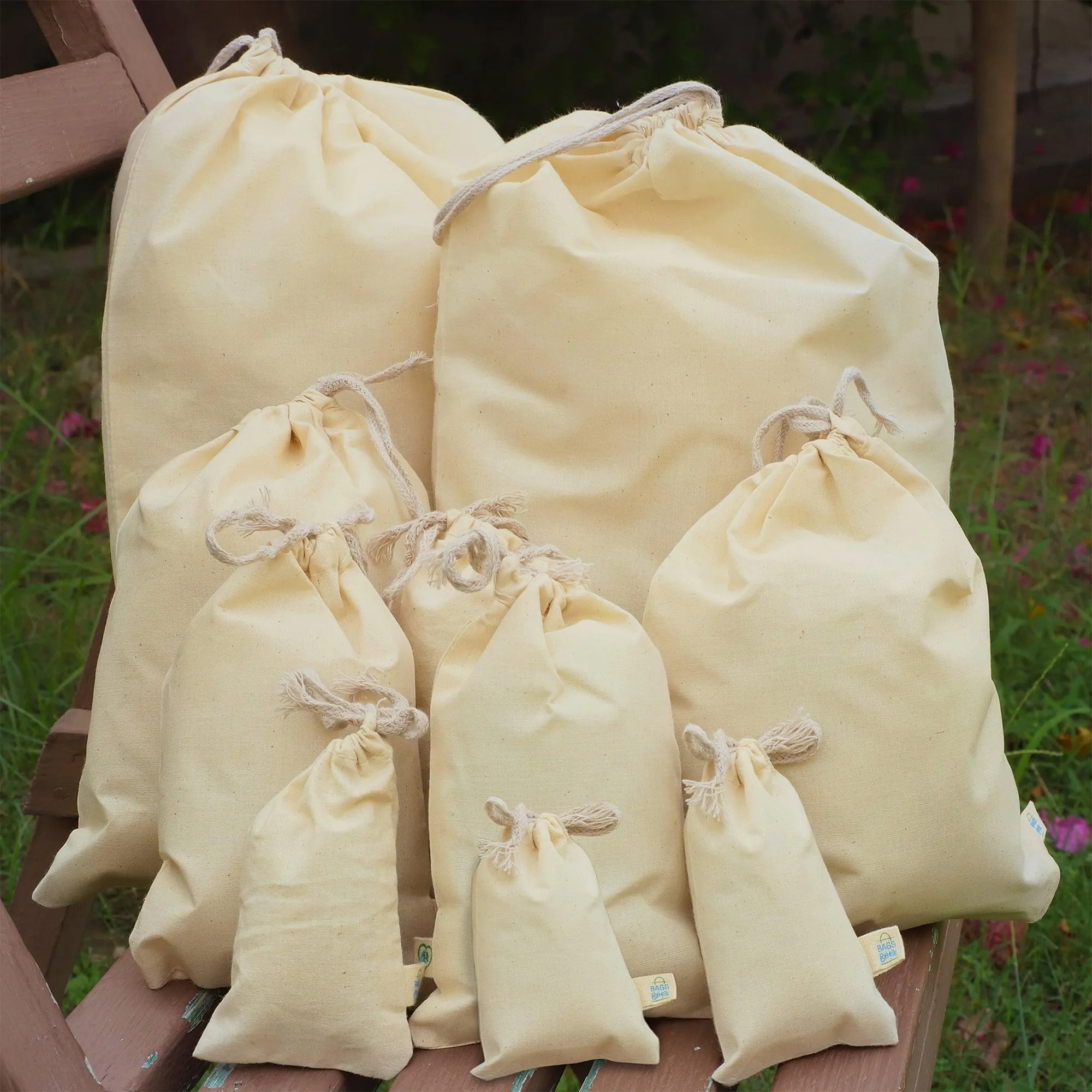 16X20 inches Single 100% Cotton Muslin Drawstring Bags