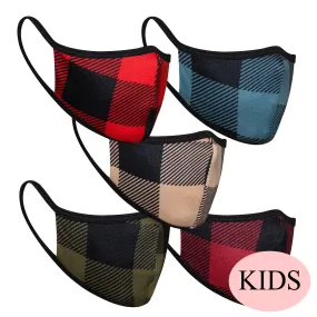 5-Pack Kids Plaid Double Layer Masks