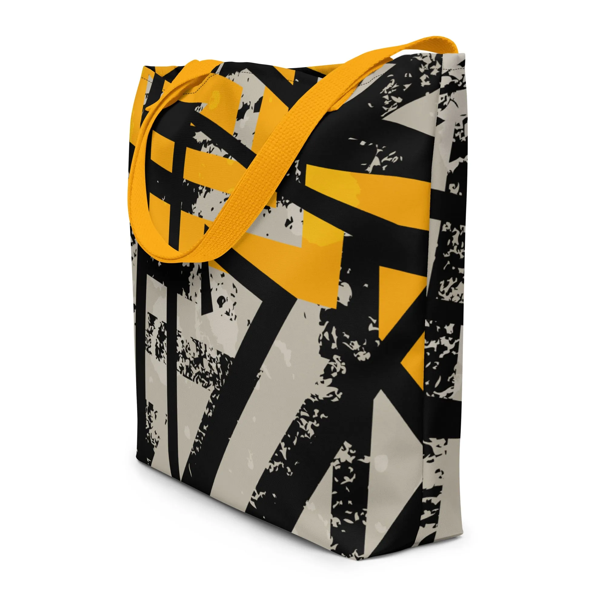 Black and Gold All-Over Print Large Tote Bag