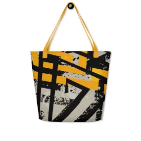 Black and Gold All-Over Print Large Tote Bag