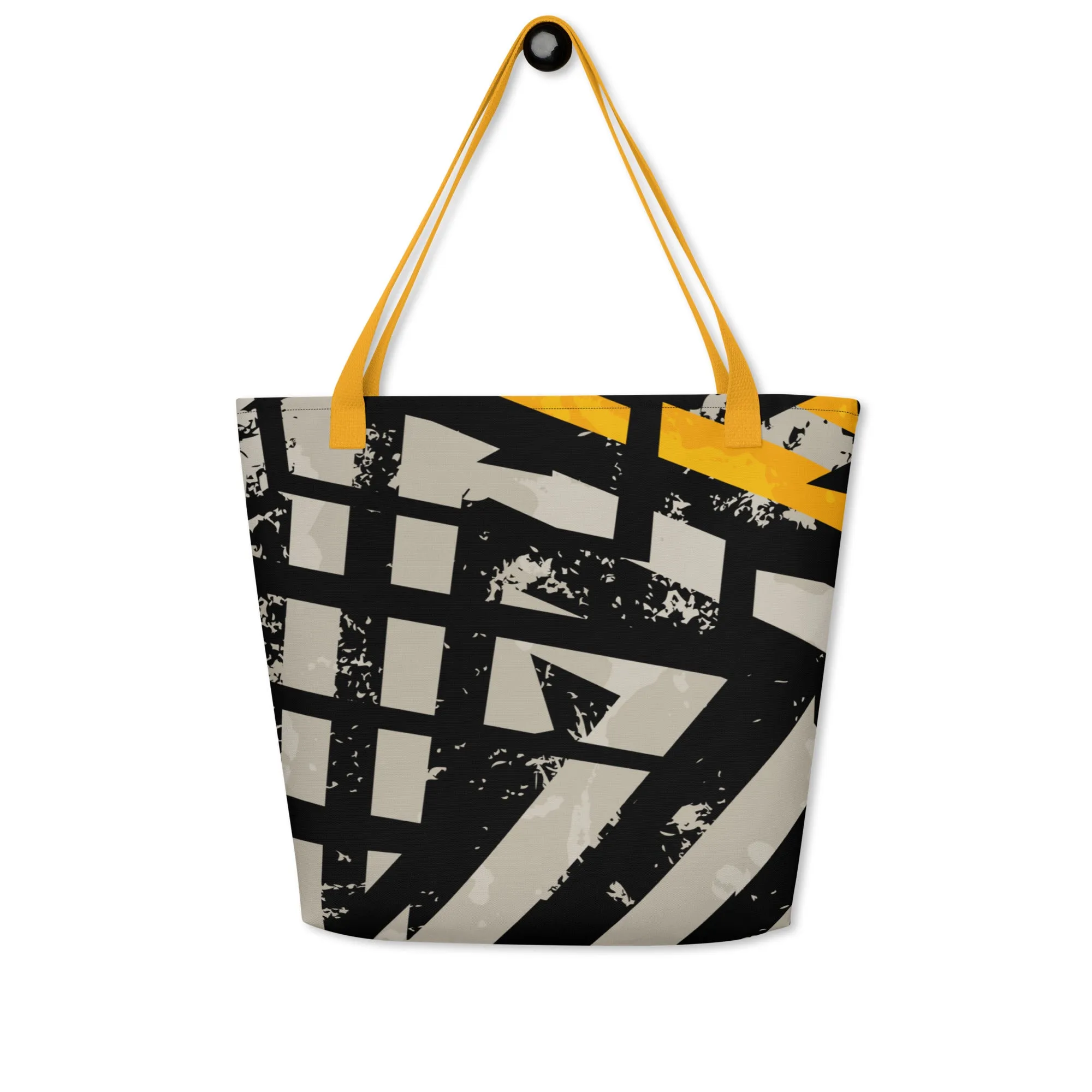 Black and Gold All-Over Print Large Tote Bag