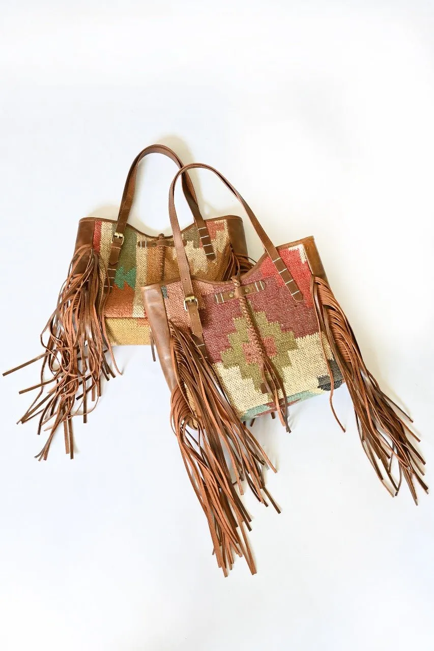 BOHEMIAN - KILIM and LEATHER  BAG