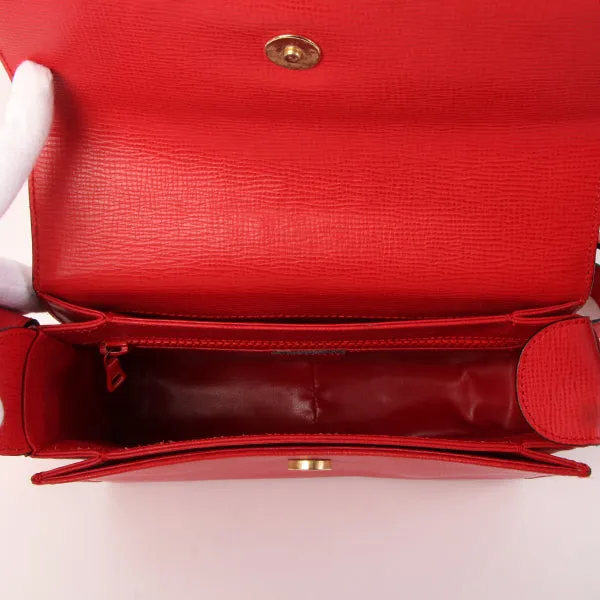 Celine Circle Logo Plate Shoulder Bag Red