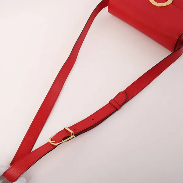 Celine Circle Logo Plate Shoulder Bag Red