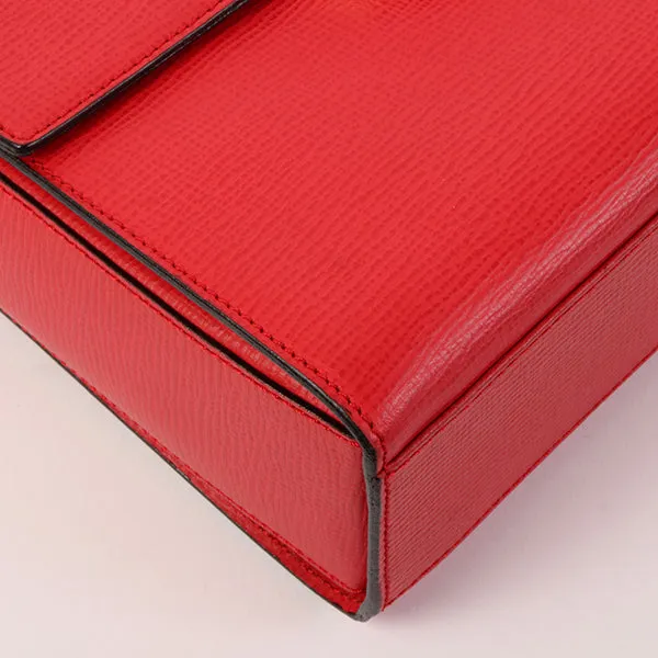 Celine Circle Logo Plate Shoulder Bag Red
