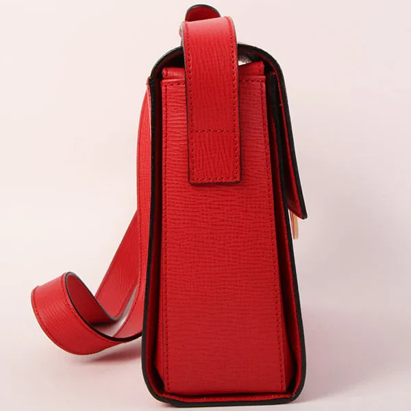 Celine Circle Logo Plate Shoulder Bag Red