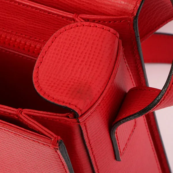 Celine Circle Logo Plate Shoulder Bag Red
