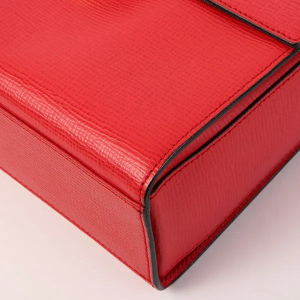 Celine Circle Logo Plate Shoulder Bag Red