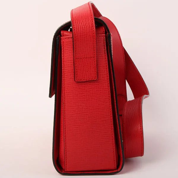 Celine Circle Logo Plate Shoulder Bag Red