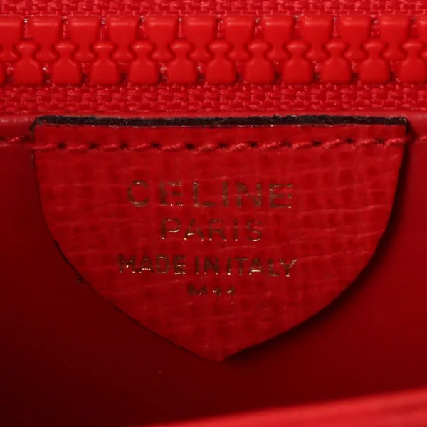 Celine Circle Logo Plate Shoulder Bag Red