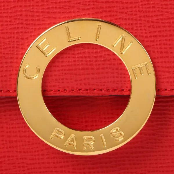Celine Circle Logo Plate Shoulder Bag Red