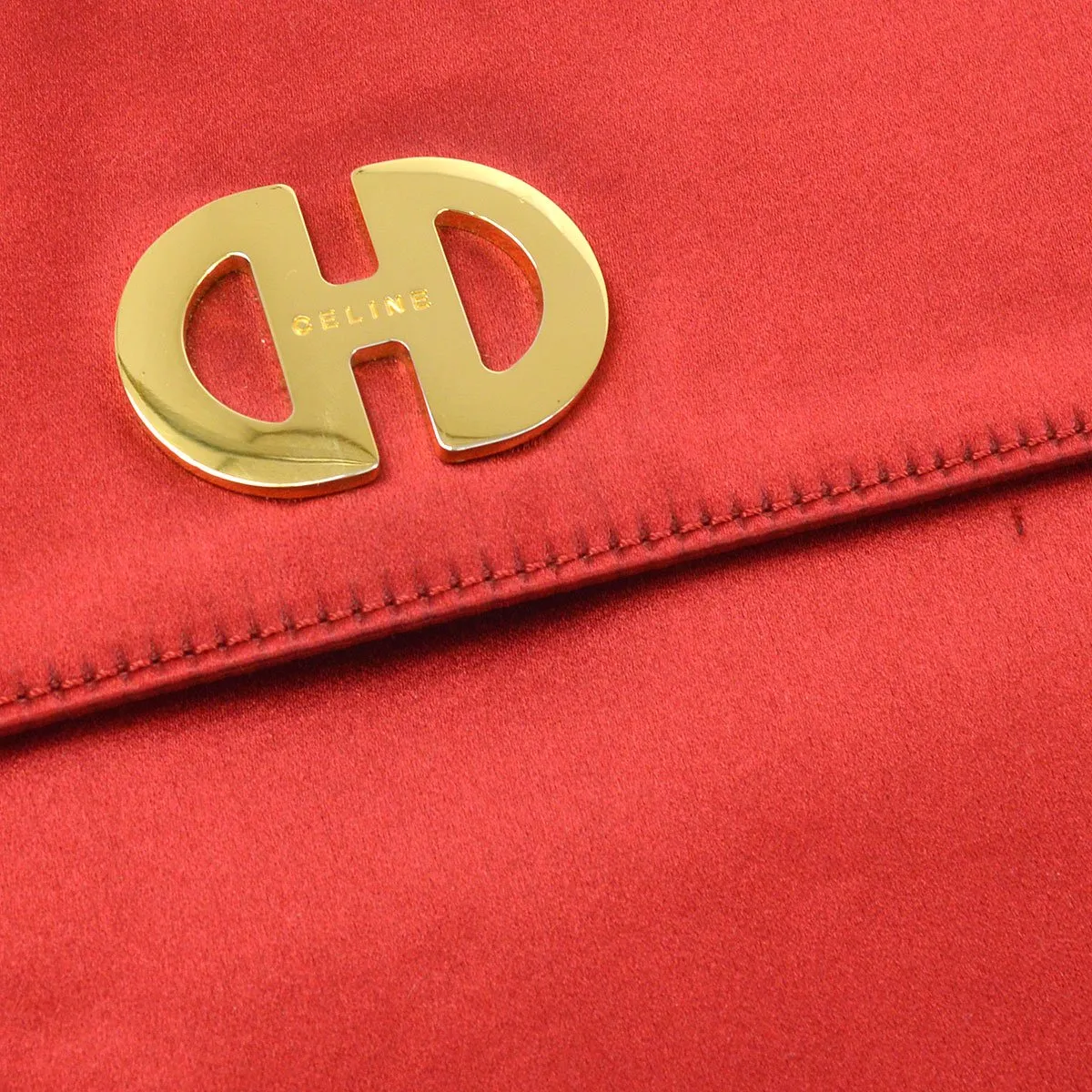 Celine F/02 Flap Shoulder Bag Red Satin ao28924