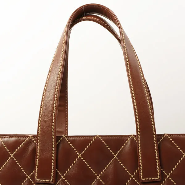 Chanel 2003 Made Wild Stitch Coco Mark Plate Big Tota Bag Brown