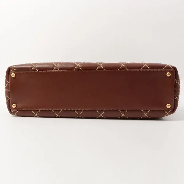 Chanel 2003 Made Wild Stitch Coco Mark Plate Big Tota Bag Brown