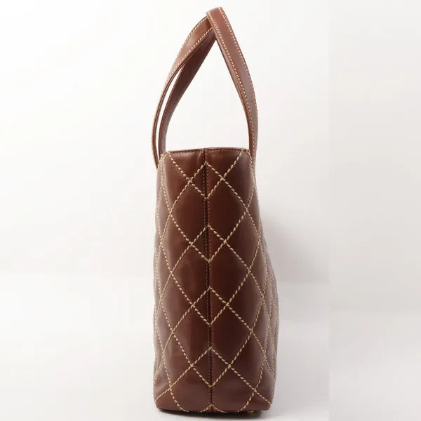 Chanel 2003 Made Wild Stitch Coco Mark Plate Big Tota Bag Brown