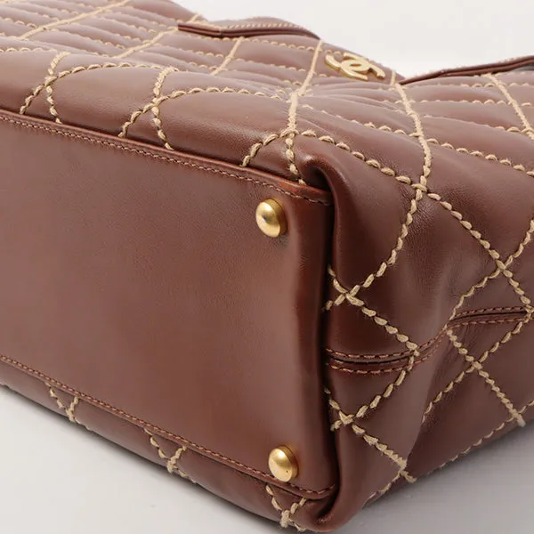 Chanel 2003 Made Wild Stitch Coco Mark Plate Big Tota Bag Brown