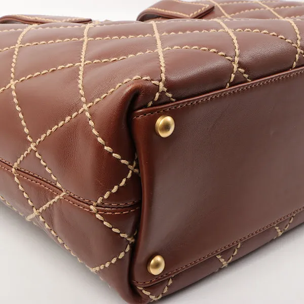 Chanel 2003 Made Wild Stitch Coco Mark Plate Big Tota Bag Brown