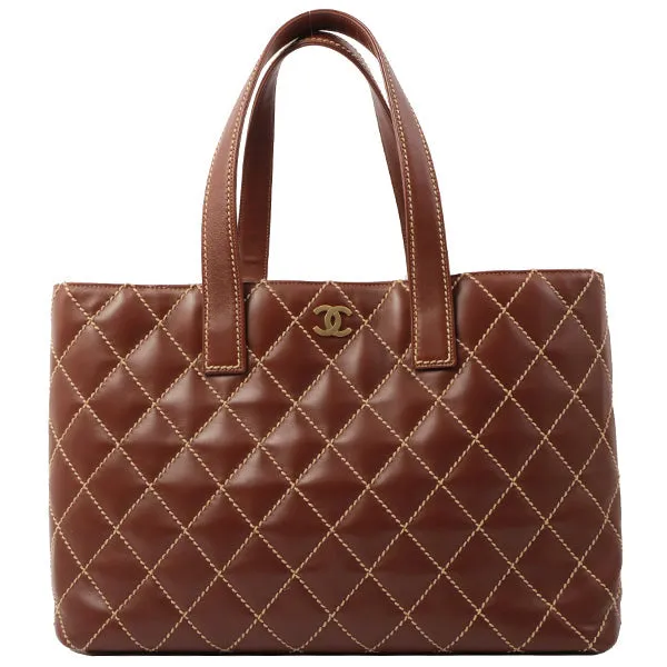 Chanel 2003 Made Wild Stitch Coco Mark Plate Big Tota Bag Brown