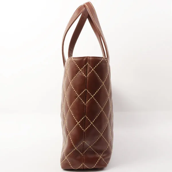 Chanel 2003 Made Wild Stitch Coco Mark Plate Big Tota Bag Brown