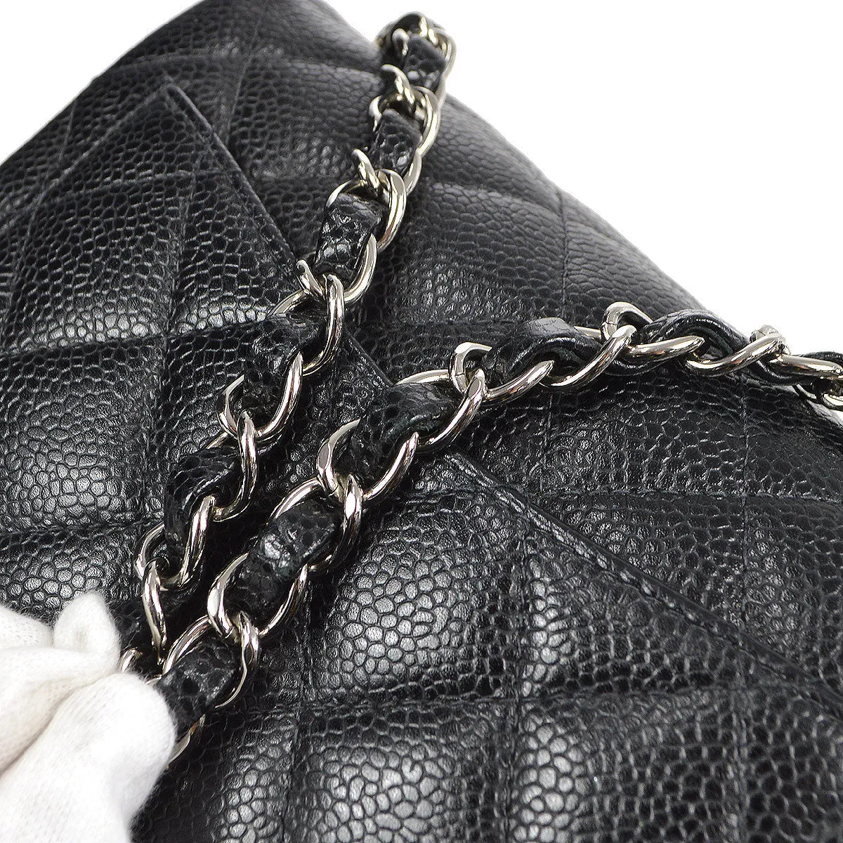 CHANEL 2004-2005 Classic Flap Mini Square 17 SHW Black Caviar 78282