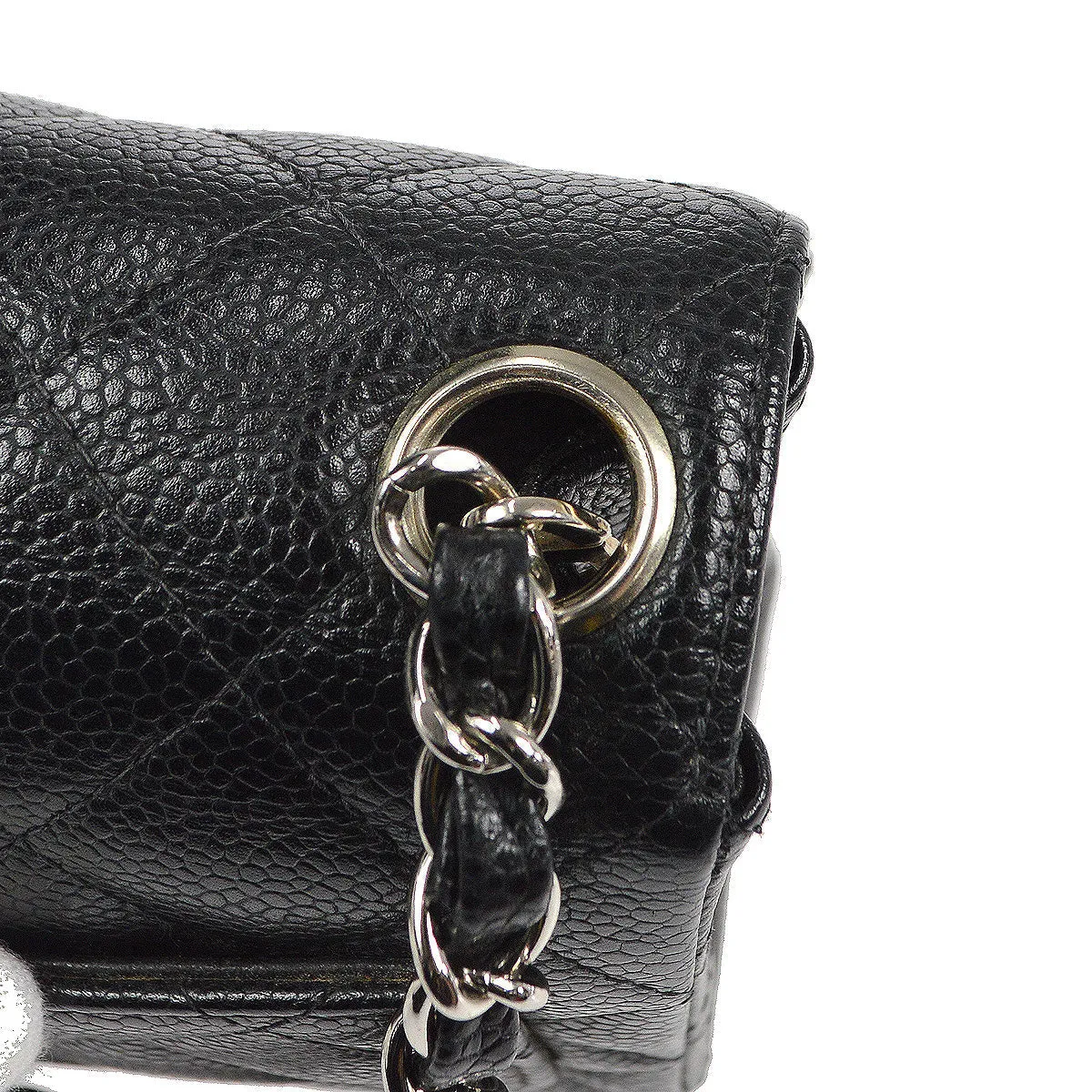 CHANEL 2004-2005 Classic Flap Mini Square 17 SHW Black Caviar 78282