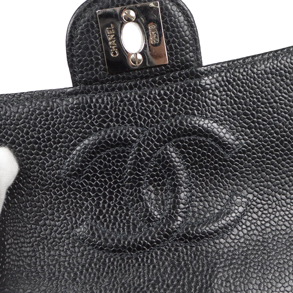 CHANEL 2004-2005 Classic Flap Mini Square 17 SHW Black Caviar 78282