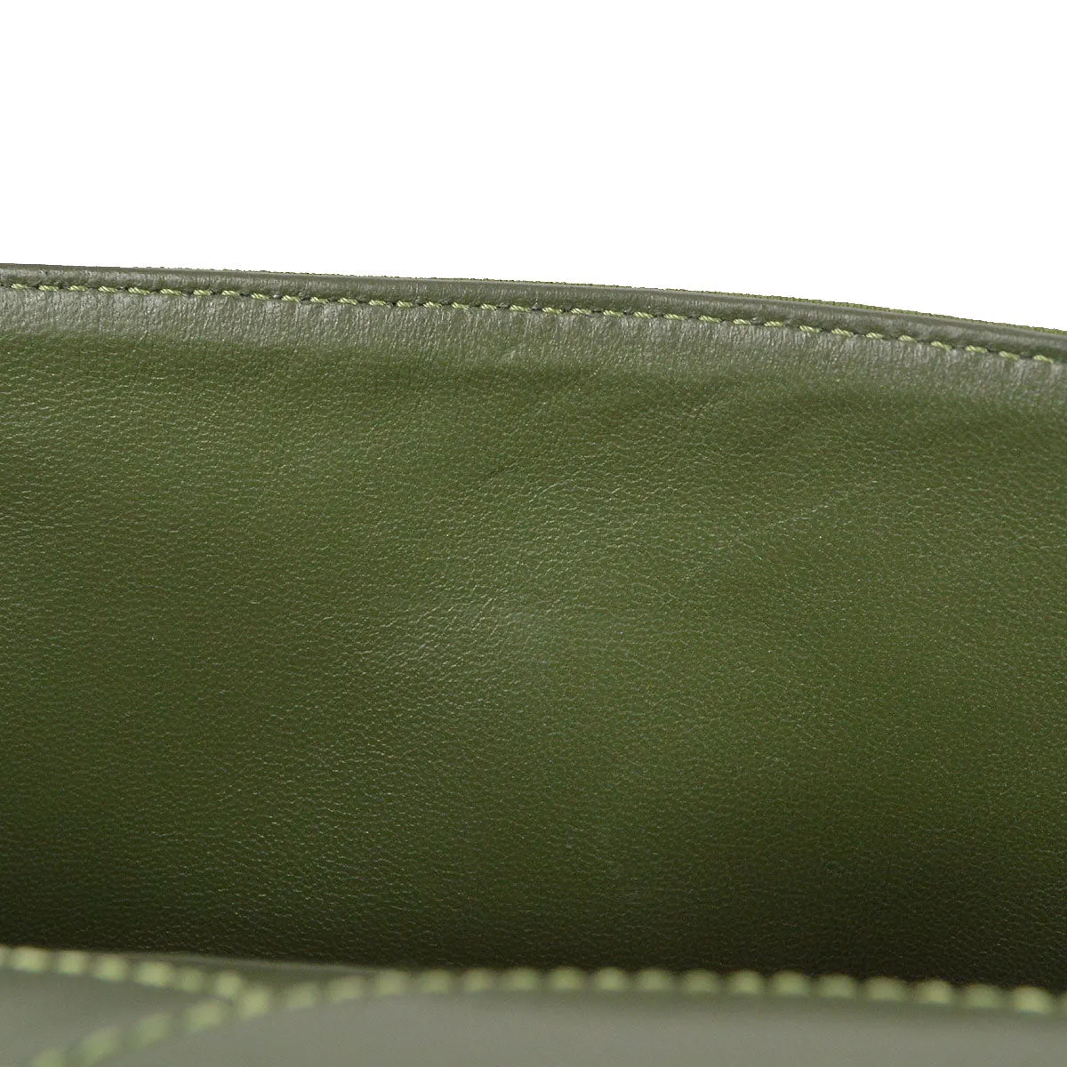 CHANEL 2.55 Line Double Flap Shoulder Bag Green Cotton