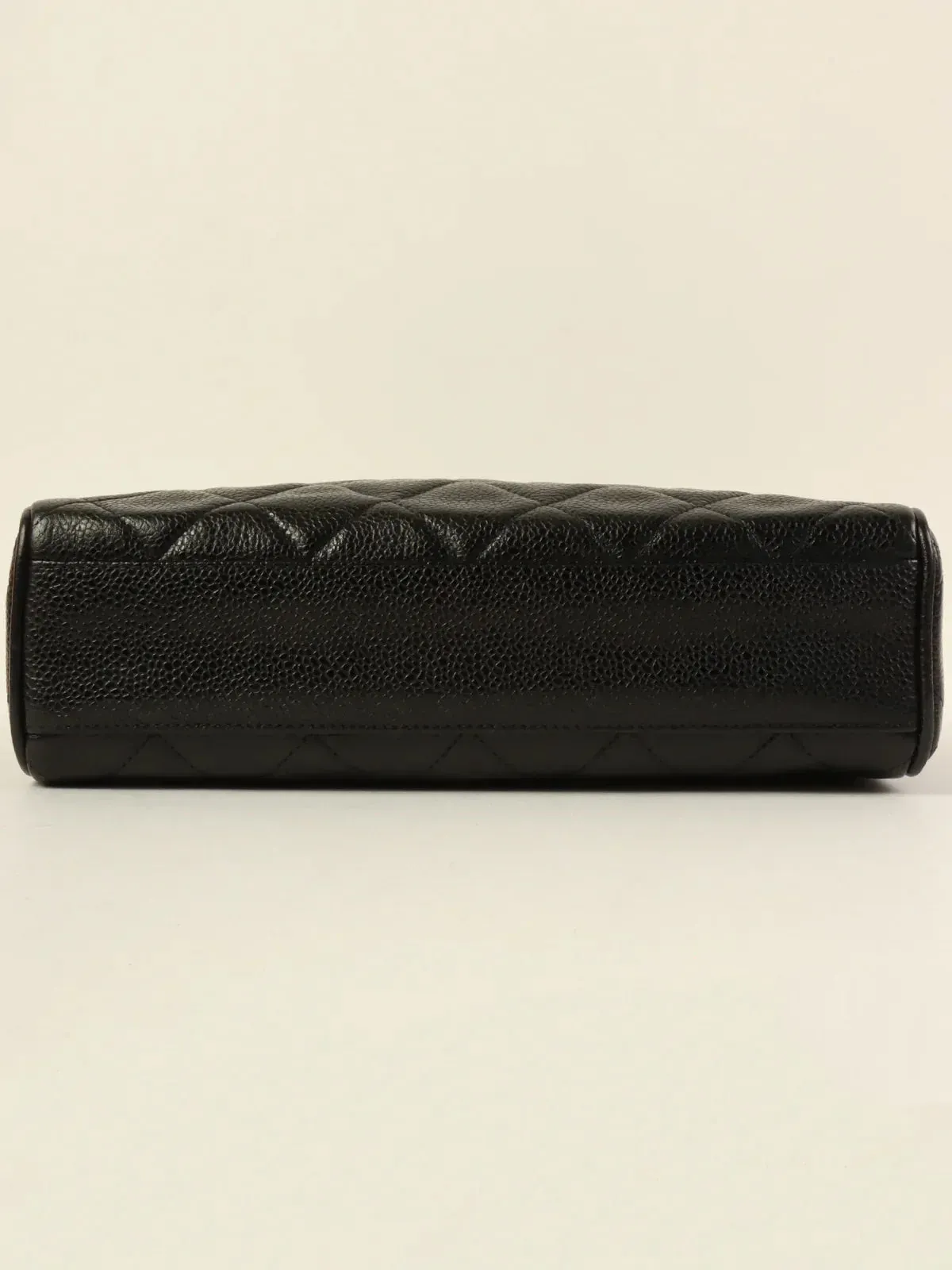CHANEL Around 1992 Made Caviar Skin Cc Mark Stitch Chain Shoulder Bag Black