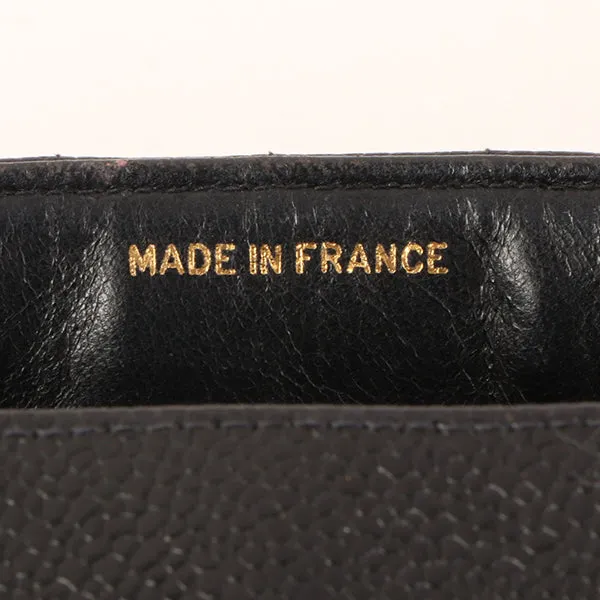 CHANEL Around 1995 Made Caviar Skin Mademoiselle Stitch Turn-Lock Chain Bag Black