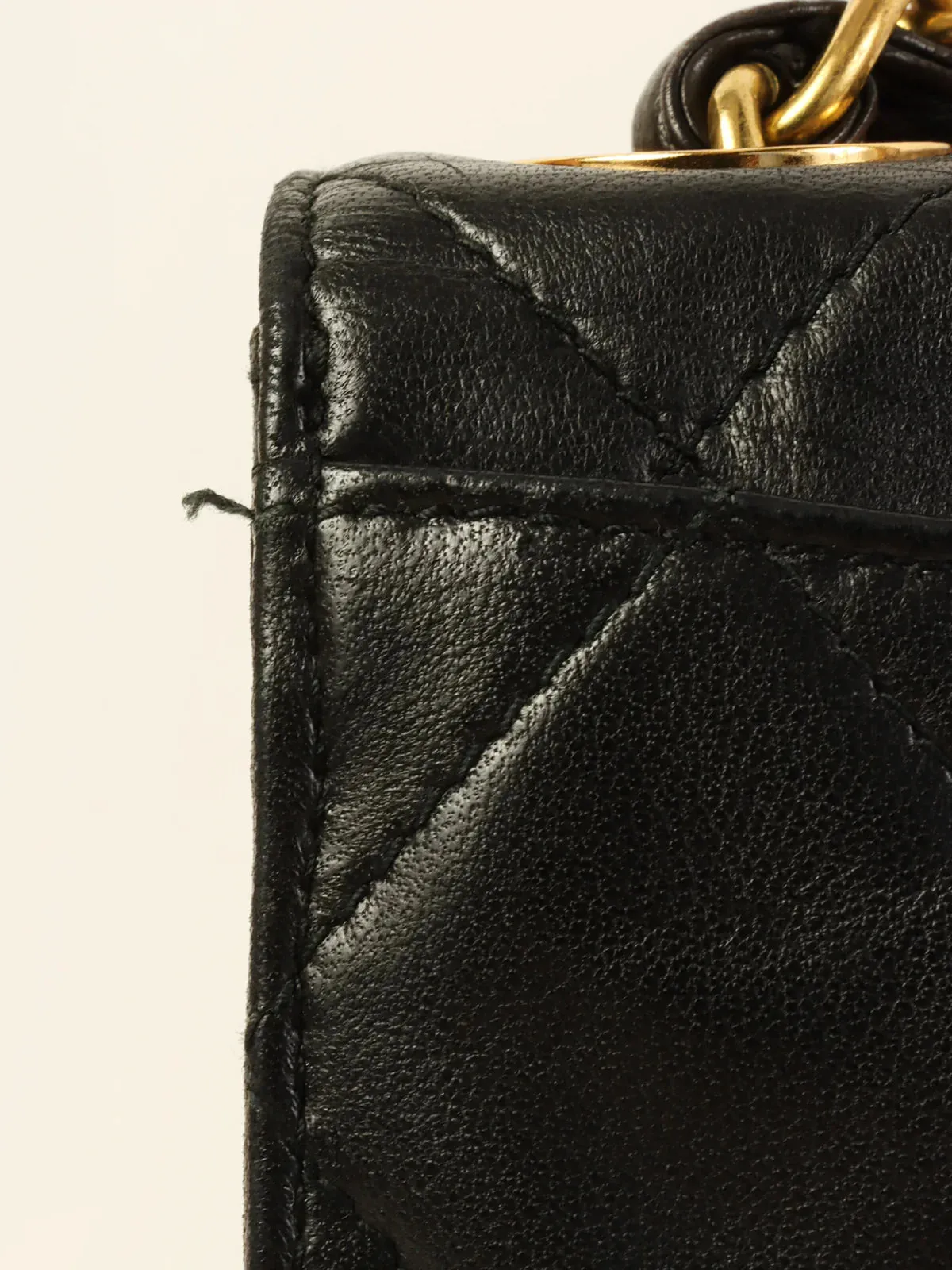 CHANEL Around 1995 Made Cc Mark Turn-Lock Shoulder Bag Black