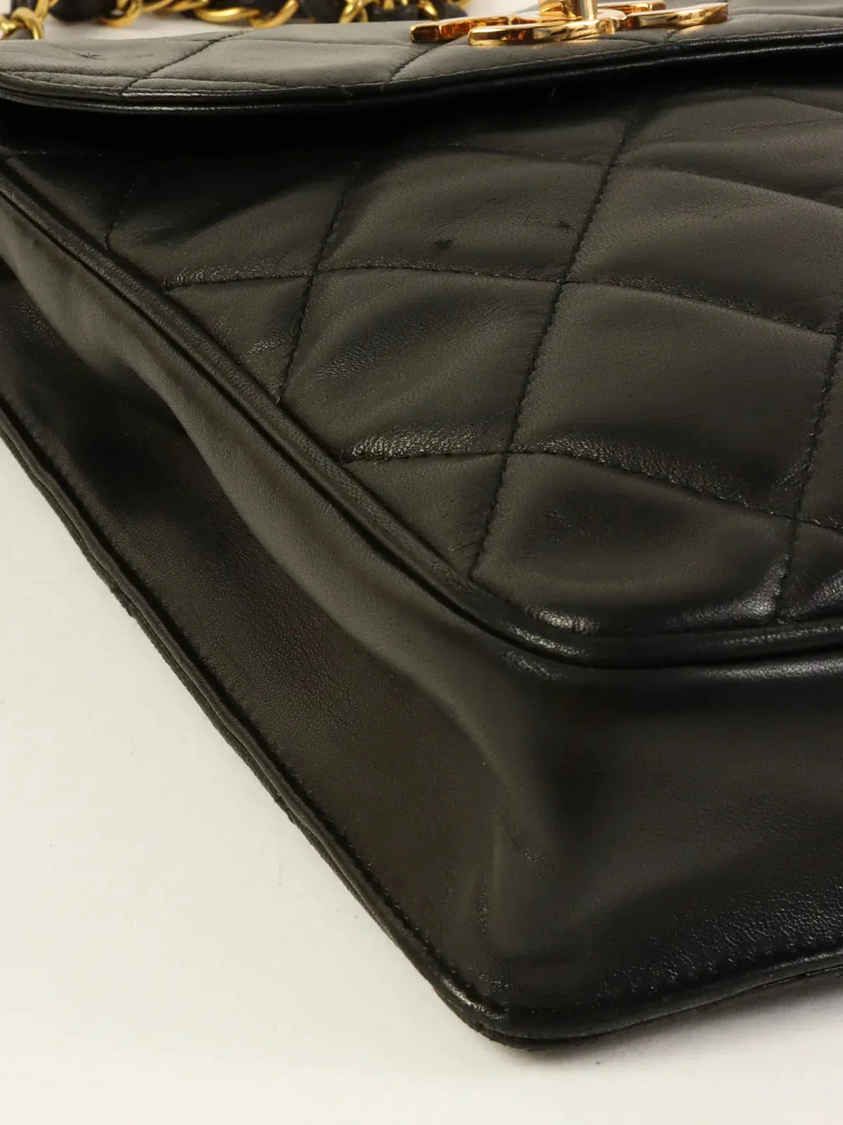 CHANEL Around 1995 Made Cc Mark Turn-Lock Shoulder Bag Black