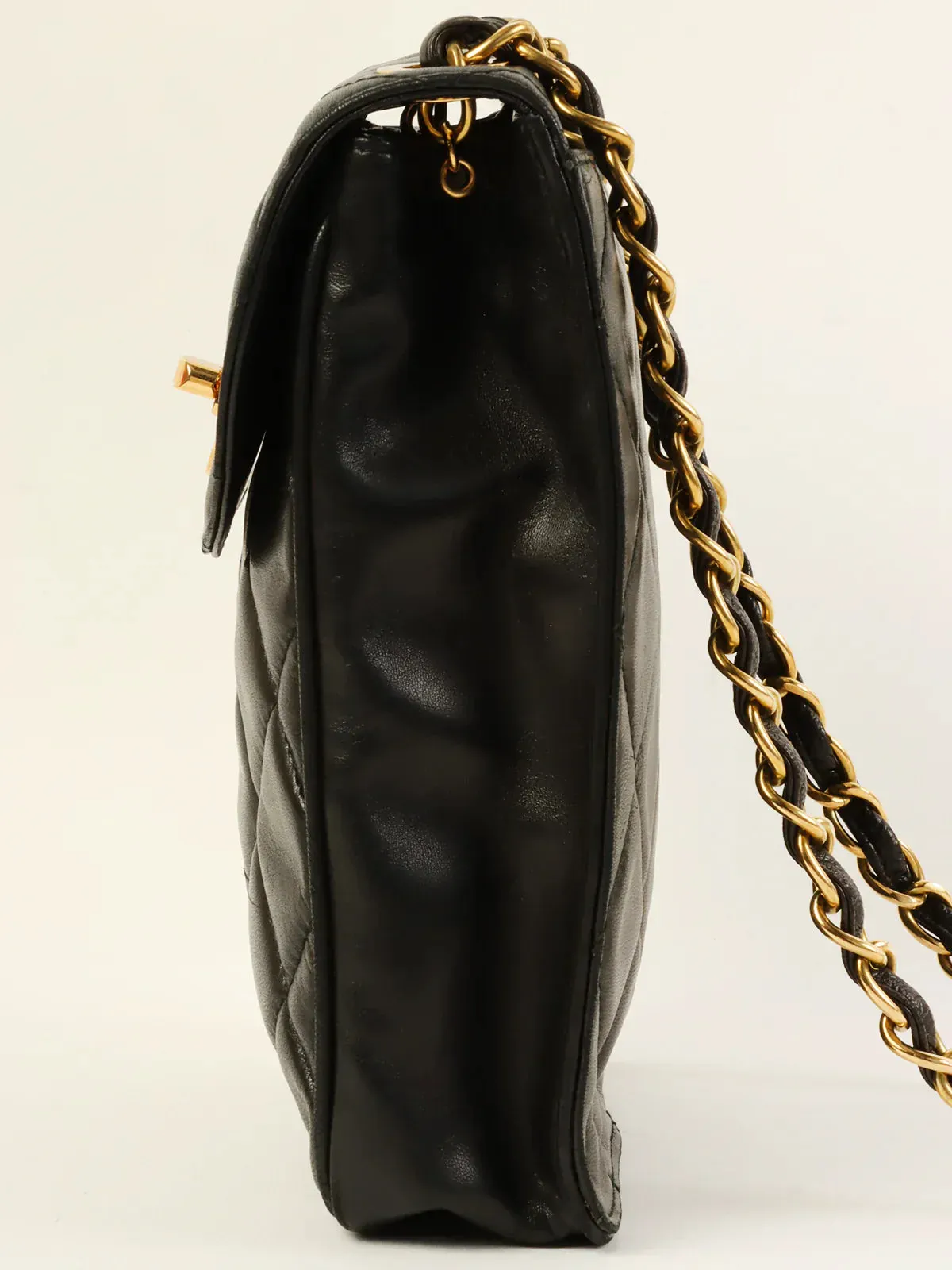 CHANEL Around 1995 Made Cc Mark Turn-Lock Shoulder Bag Black