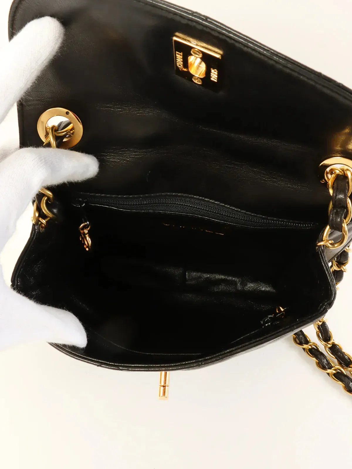 CHANEL Around 1995 Made Cc Mark Turn-Lock Shoulder Bag Black