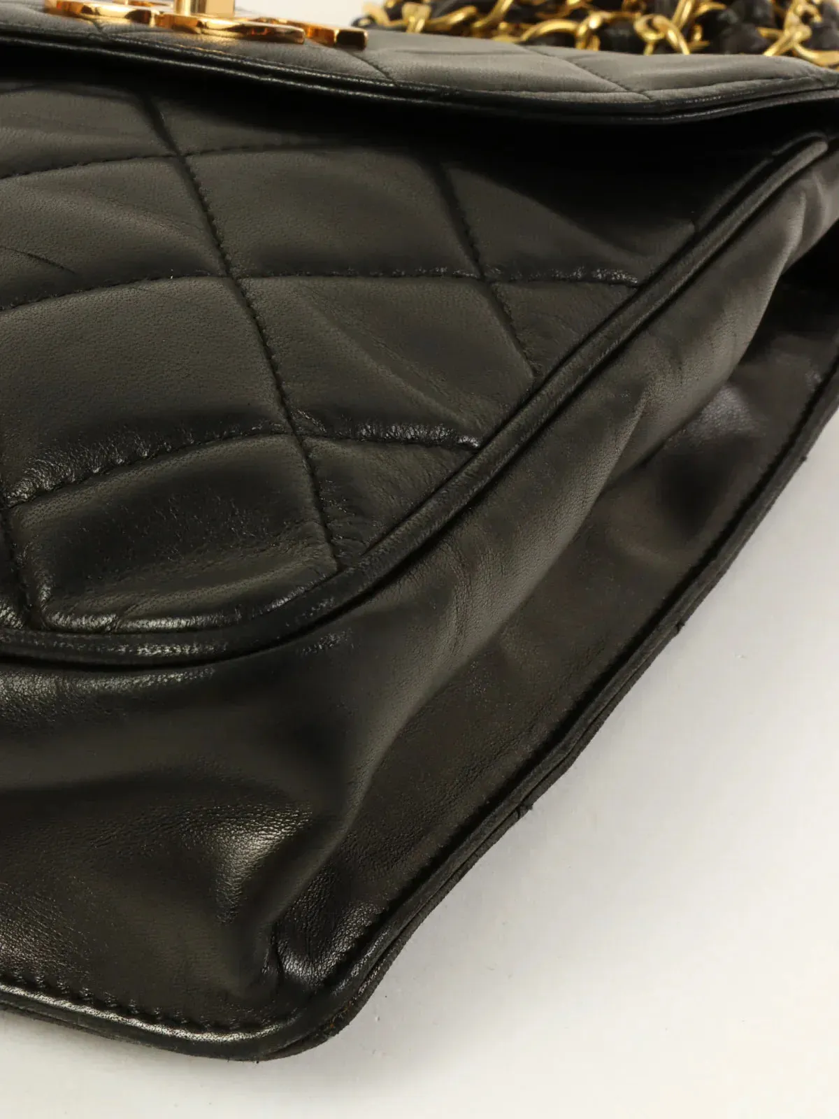 CHANEL Around 1995 Made Cc Mark Turn-Lock Shoulder Bag Black