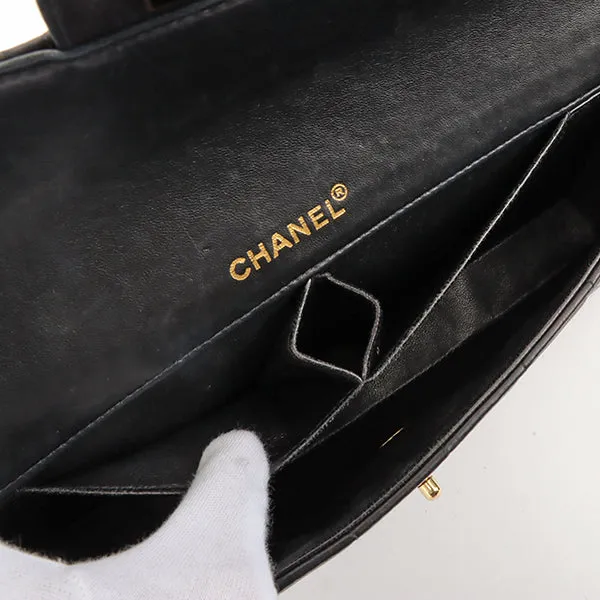 Chanel Around 2002 Made Chocolate Bar Turn-Lock Chain Bag Black