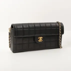 Chanel Around 2002 Made Chocolate Bar Turn-Lock Chain Bag Black