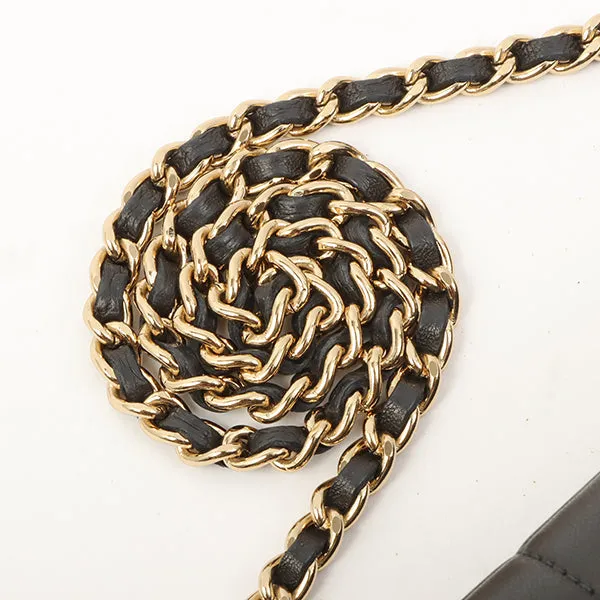 Chanel Around 2002 Made Chocolate Bar Turn-Lock Chain Bag Black