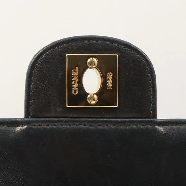 Chanel Around 2002 Made Chocolate Bar Turn-Lock Chain Bag Black