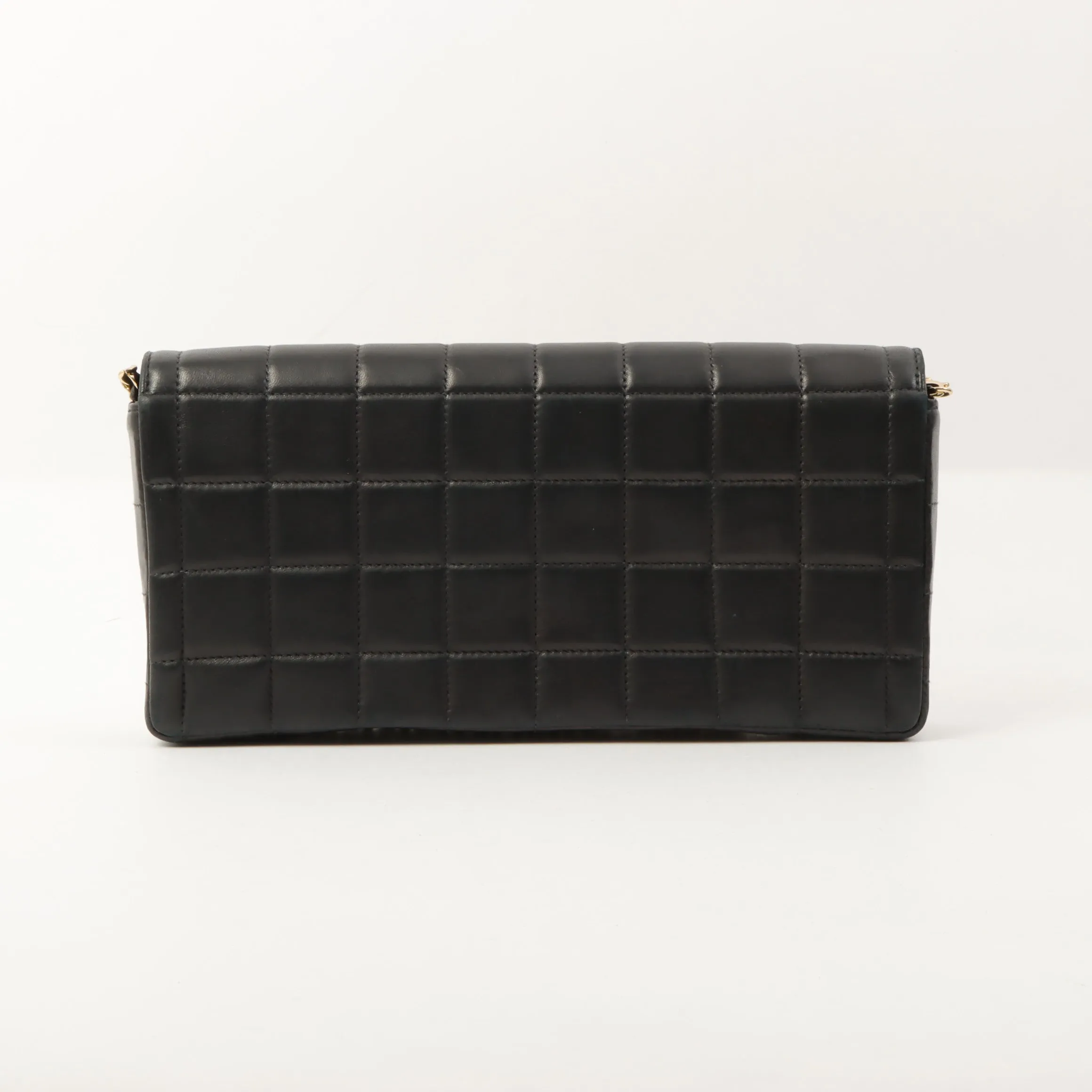Chanel Around 2002 Made Chocolate Bar Turn-Lock Chain Bag Black