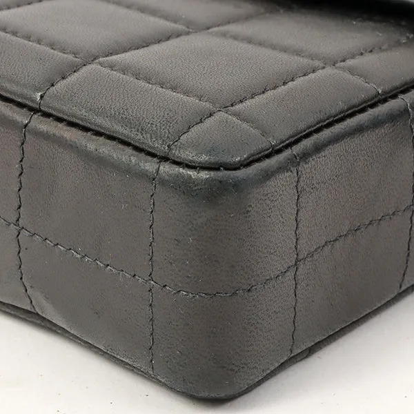 Chanel Around 2002 Made Chocolate Bar Turn-Lock Chain Bag Black