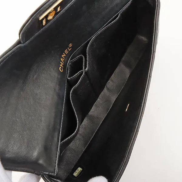 Chanel Around 2002 Made Chocolate Bar Turn-Lock Chain Bag Black