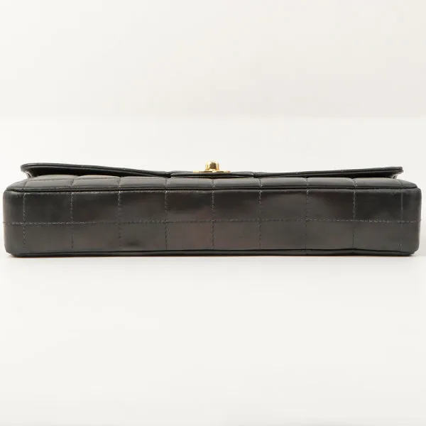 Chanel Around 2002 Made Chocolate Bar Turn-Lock Chain Bag Black