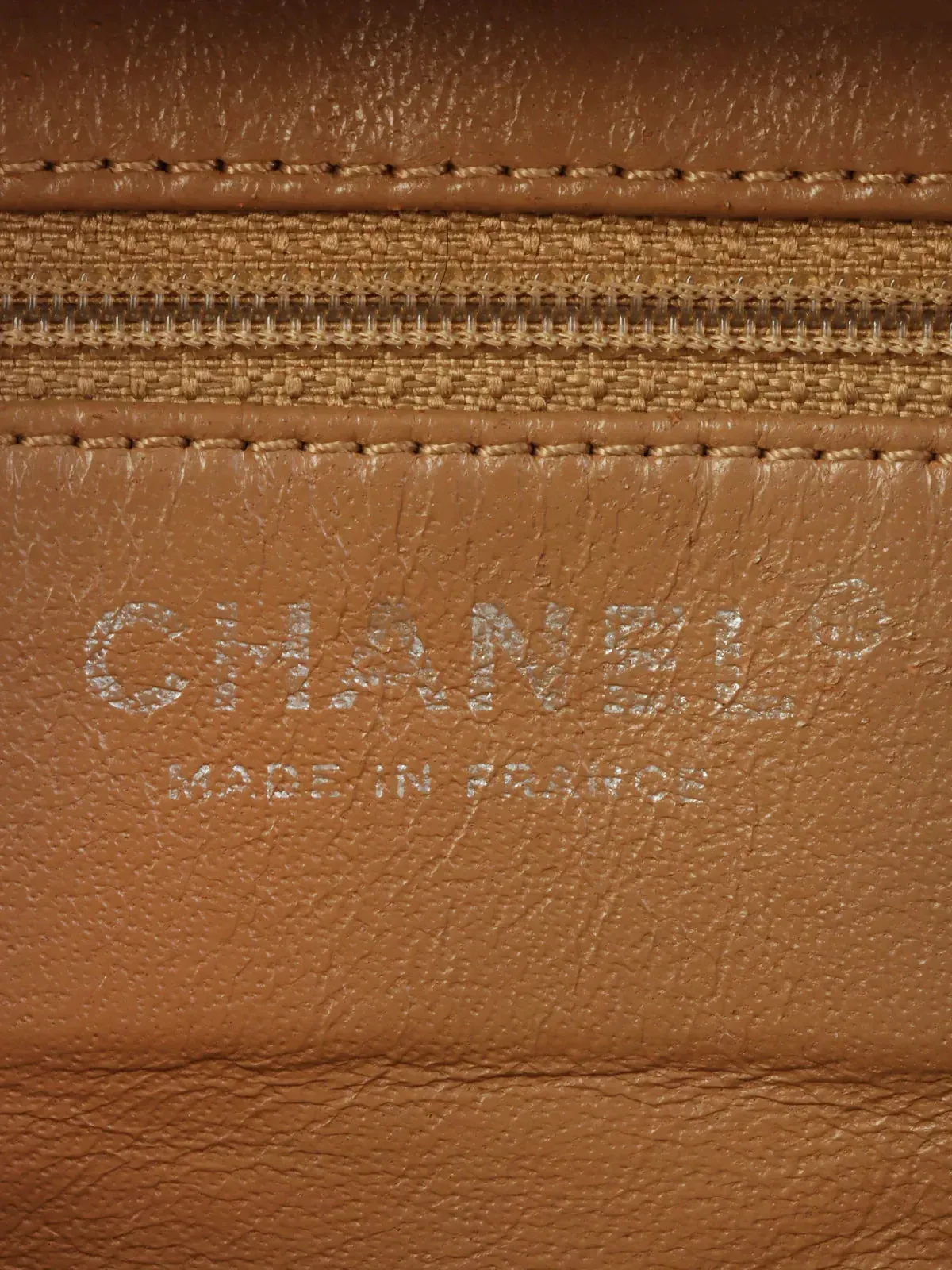 CHANEL Around 2007 Made Caviar Skin Cc Mark Stitch Shoulder Bag Beige