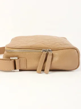 CHANEL Around 2007 Made Caviar Skin Cc Mark Stitch Shoulder Bag Beige
