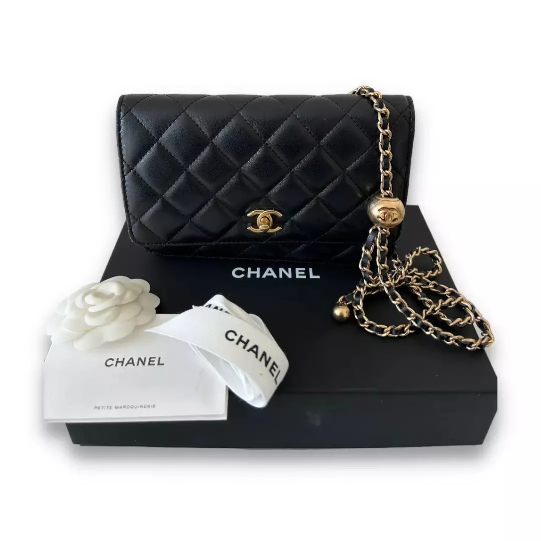 Chanel Black Leather Wallet On Chain Bag