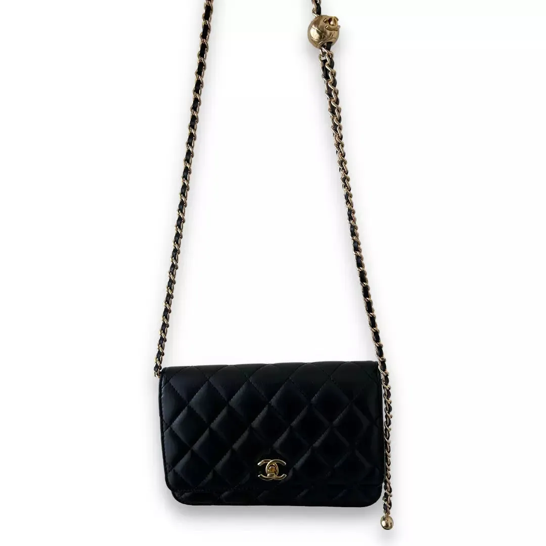 Chanel Black Leather Wallet On Chain Bag