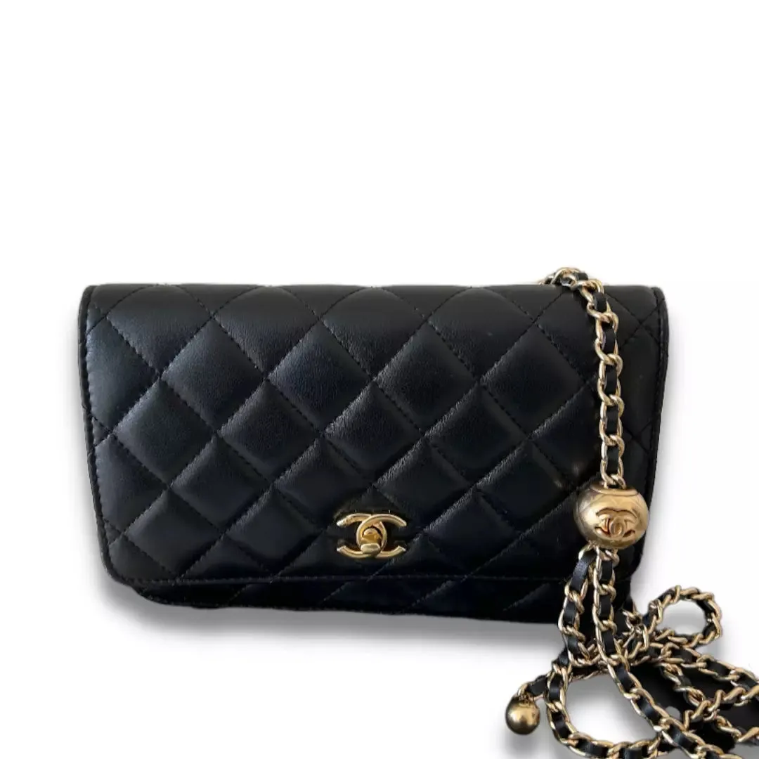 Chanel Black Leather Wallet On Chain Bag