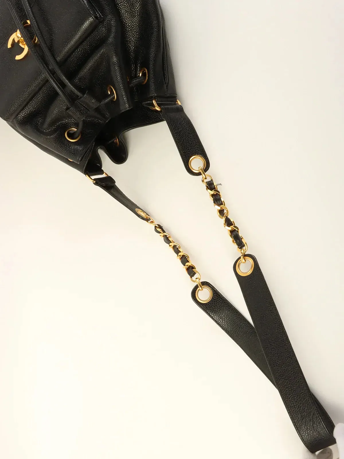 CHANEL Caviar Skin Turn-Lock Shoulder Bag With Pouch Black